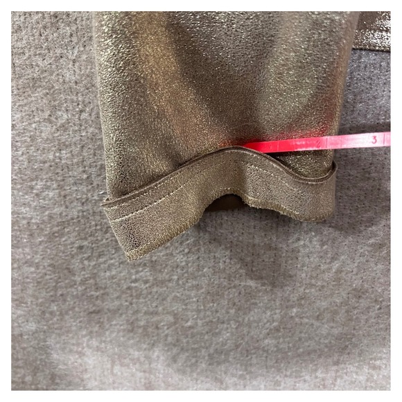 Cato Metallic Moto Jacket Women L Gold Faux Leather Shimmer Glam Biker Rocker - Picture 5 of 8